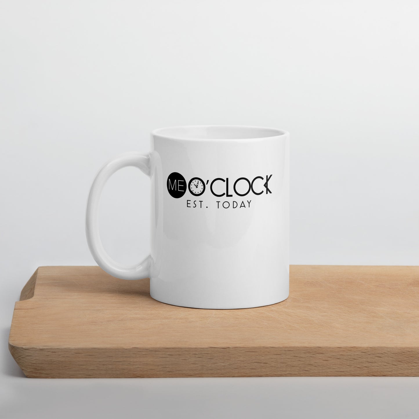 ME O'CLOCK White glossy mug