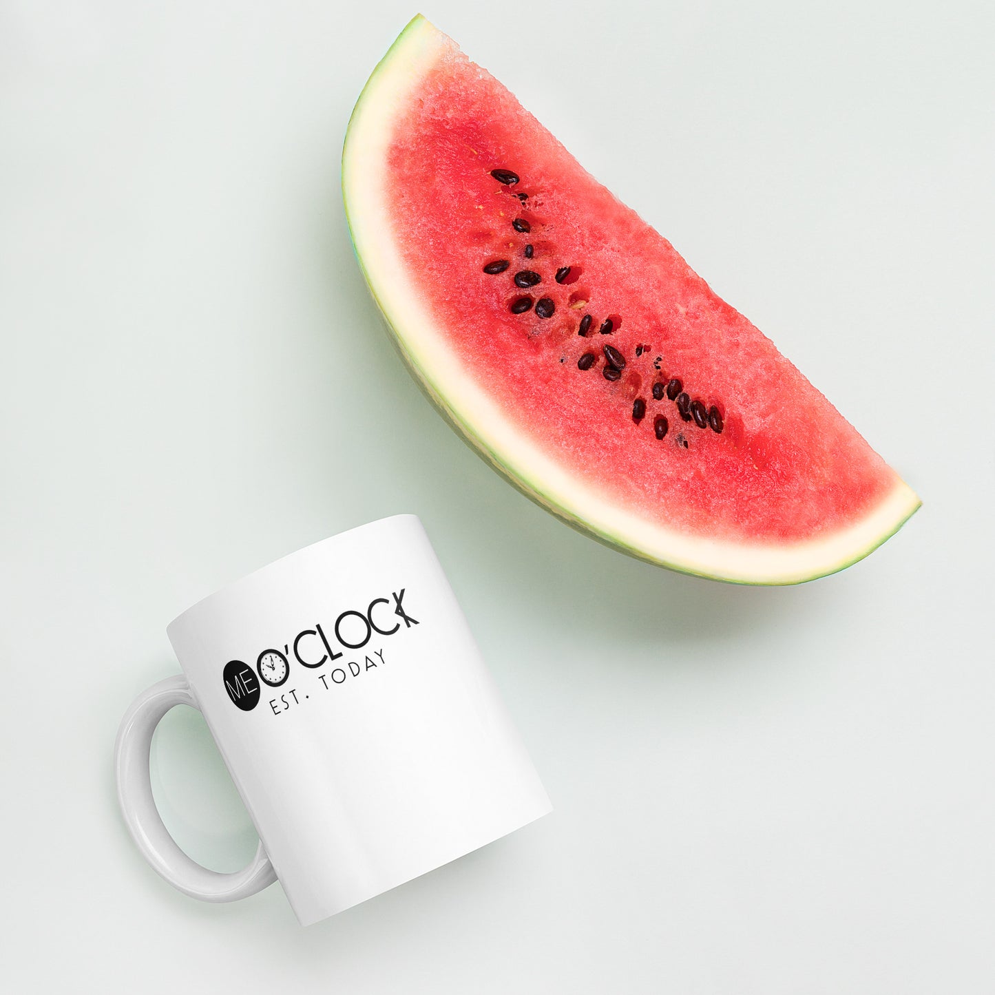 ME O'CLOCK White glossy mug