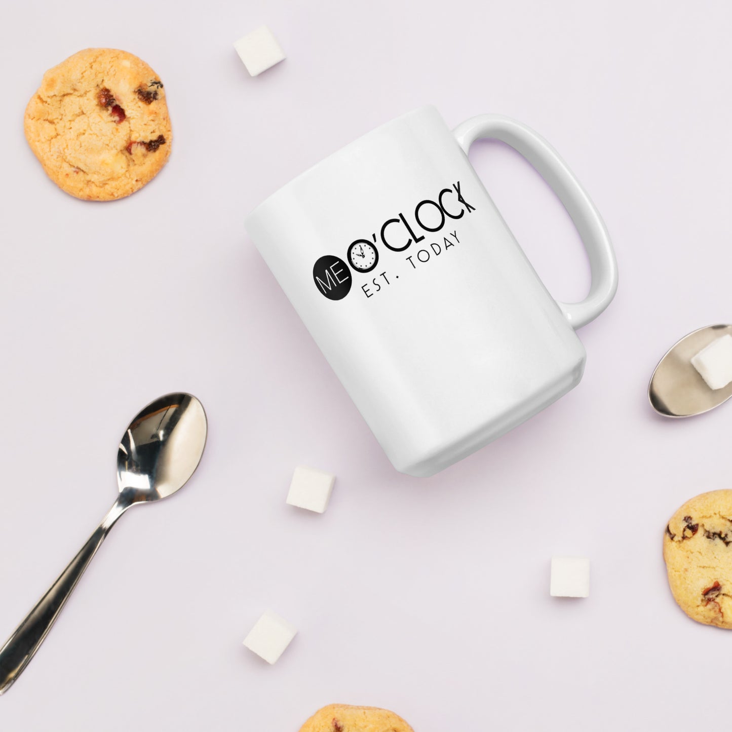 ME O'CLOCK White glossy mug
